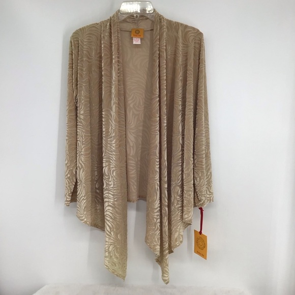 Ruby Rd. NWT Open Front Cardigan Jacket Textured Pattern Career Beige Size Med - Picture 1 of 8